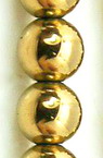 Наниз мъниста полускъпоценен камък ХЕМАТИТ немагнитен цвят злато топче 6 мм ~66 броя