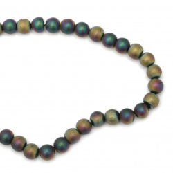 Non-magnetic Frosted HEMATITE Stone Beads, RAINBOW, Ball: 10 mm ± 42 pieces
