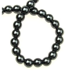 Gemstone Beads Strand, Non-Magnetic Synthetic Hematite, Round, 6mm, ~70 pcs