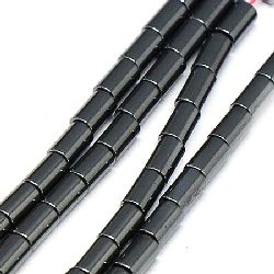 Gemstone Beads Strand, Non-Magnetic Synthetic Hematite, Cylinder, 5x3mm, 1mm hole, ~80 pcs
