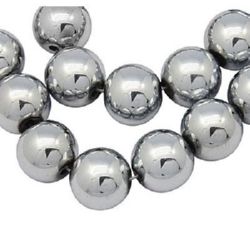 Gemstone Beads Strand, Magnetic Synthetic Hematite, Grey, Round, 8mm, ~58 pcs