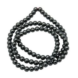 Gemstone Beads Strand, Non-Magnetic Synthetic Hematite, Round, Grade AAA, 4mm, ~100 pcs