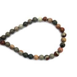 String of Semi-Precious Stone Beads POLYCHROME JASPER Extra Quality / Ball: 8 mm ~ 46 pieces