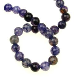String beads natural stone Agate cracked purple ball 8 mm ~ 47 pieces