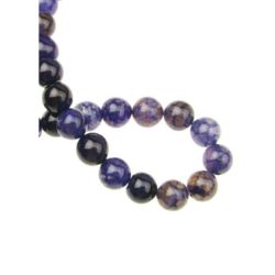 String beads natural stone Agate cracked purple ball 10 mm ~ 38 pieces