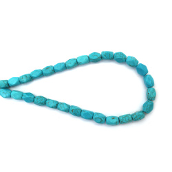 Наниз мъниста полускъпоценен камък ТЮРКОАЗ синтетичен многоъгълник 10x12 ±33 броя
