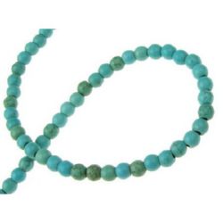 Gemstone Beads Strand, Synthetic Turquoise, Round, 4mm ~98  pcs
