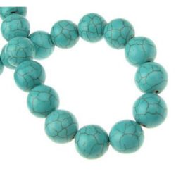 Gemstone Beads Strand, Synthetic Turquoise, Round, 14mm, ~28 pcs