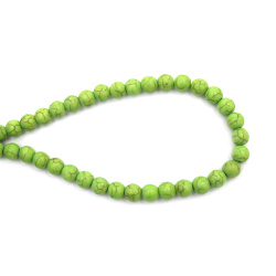 Gemstone Beads Strand, Synthetic Turquoise, Round, Green, 8mm, ~50 pcs