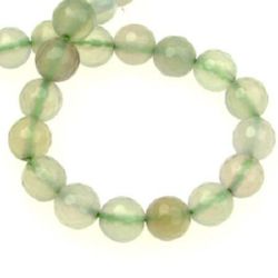 Наниз мъниста полускъпоценен камък АХАТ бледо зелен топче фасетирано 8 мм ~48 броя