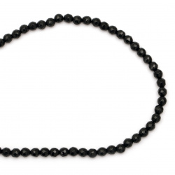 Natural, Black Agate facetted, Round Beads 6mm ~ 62 pcs