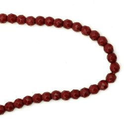Наниз мъниста полускъпоценен камък АХАТ червен топче фасетирано 6 мм ~66 броя