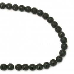 Наниз мъниста полускъпоценен камък ОНИКС черен рисуван матиран топче 10 мм ±38 броя