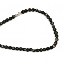Brazilian STRIPED BLACK AGATE / Semi-precious Faceted Stone Beads, 4 mm ~ 90 pieces