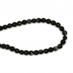String Semi-precious Faceted Stone Beads / Brazilian STRIPED BLACK AGATE, Ball: 6 mm ~62 pieces
