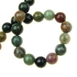Natural Indian Agate Faceted Round Beads Strand 10mm ~ 38 pcs