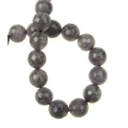 Semi-precious Faceted Stone Beads String / GRAY AGATE,  Ball: 10 mm ± 19 pieces