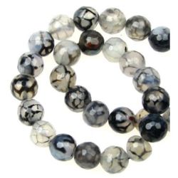 String Beads Gemstone Agate Dragon Vein faceted ball 10mm ~ 38 Pieces