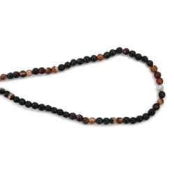AGATE Strand of Beads Semi-precious stone, striped, dark brown, ball faceted 4 mm ~95 pieces