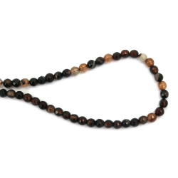 Strand of beads semi-precious stone AGATE, striped, dark brown, ball faceted 6 mm ~63 pieces