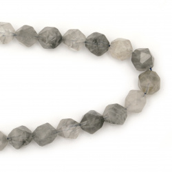 TOURMALINE QUARTZ / Multi-walled Semi-precious Stone Beads String, 10 mm ~ 38 pieces