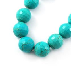 Gemstone Beads Strand, Synthetic Turquoise, Round, Faceted, 10mm, ~38 pcs