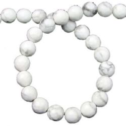 Gemstone Beads Strand, Howlite, Round, Faceted, 8mm, ~47 pcs