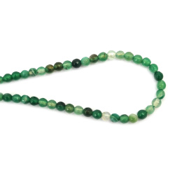 String of beads semi-precious stone AGATE striped green ball faceted 6 mm ~62 pieces