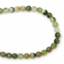 String beads  striped  stone Agate green bead faceted 8 mm ~ 48 pieces