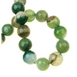 String beads  striped  stone Agate green bead faceted 10 mm ~ 37 pieces