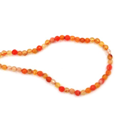 String of Semi-precious Stone Beads, Orange AGATE / Faceted Ball: 4 mm ~ 93 pieces