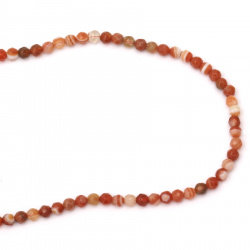String beads striped stone Agate orange ball faceted 4 mm ~ 93 pieces