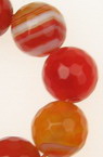 String beads striped stone Agateorange ball faceted 12 mm ~ 33 pieces