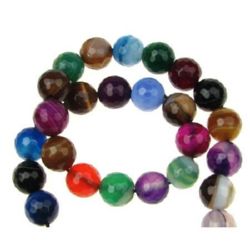 String beads striped stone Agate assorted colors ball faceted 10 mm ~ 40 pieces