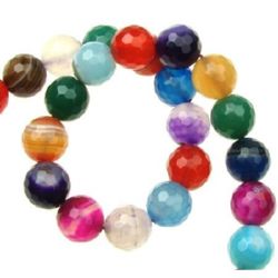 String beads striped stone Agate assorted colors bead faceted 12 mm ~ 32 pieces