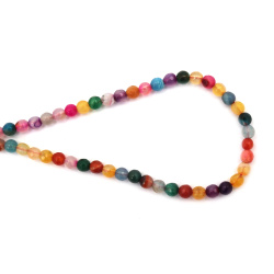 String of Semi-precious AGATE Stones, Assorted Colors Faceted Ball Beads / 6 mm ~ 62 pieces