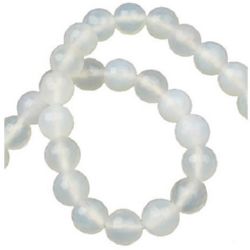 Natural White Agate Round Beads Strand, Faceted 8mm ~ 50 pcs