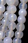 Natural White Agate Round Beads Strand, Faceted 10mm ~ 38 pcs