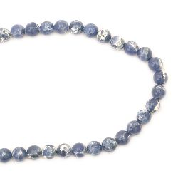 Наниз мъниста полускъпоценен камък АХАТ синтетичен син светъл топче 10 мм ~40 броя