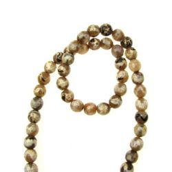 String beads faceted stone Agate brown light bead  8mm ~ 48 pieces