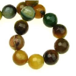 ASSORTED Colors Semi-precious Stone Beads / STRIPED AGATE, Faceted Ball: 12 mm ± 33 pieces