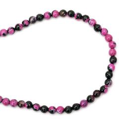 Наниз мъниста полускъпоценен камък АХАТ черно-цикламен топче фасетирано 8 мм ~48 броя