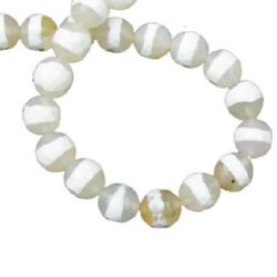 Natural White Agate Faceted, Round Beads 8mm ~ 47 pcs