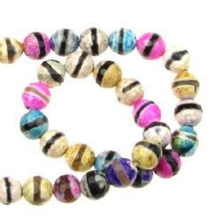 String Colored Faceted Semi-precious AGATE Stone Beads, Assorted Colors, Ball: 8 mm ± 47 pieces