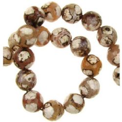 Colored Ball-shaped Stone Beads for Handmade Jewelry Accessories / AGATE, Brown MIX, Faceted Ball: 12 mm ± 32 pieces
