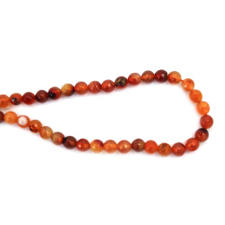 String of Semi-precious AGATE Stones, Orange-brown Faceted Ball Beads / 8 mm ~ 47 pieces