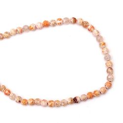 Наниз мъниста полускъпоценен камък АХАТ оранжев микс топче фасетирано 6 мм ~63 броя