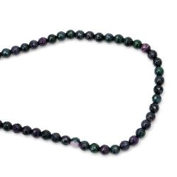 Наниз мъниста полускъпоценен камък АХАТ зелено-лилав микс топче фасетирано 6 мм ~63 броя