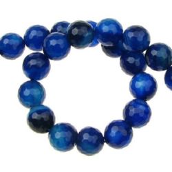String beads Faceted stone Agate blue dark bead  10 mm ~ 38 pieces