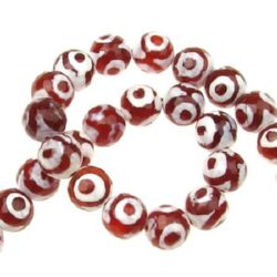String beads faceted stone Agate red painted  bead 10 mm ~ 37 pieces